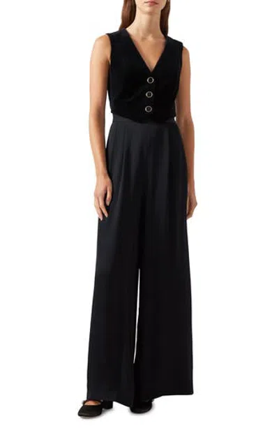 Lk Bennett Carine Mixed Media Jumpsuit In Blue