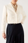 Lk Bennett Carla Crop Cotton Blend Tweed Jacket In Ivory