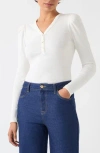 Lk Bennett Carla Puff Shoulder Rib Top In White