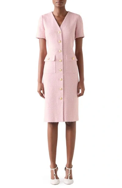 Lk Bennett Carla Short Sleeve Tweed Sheath Dress In Pink
