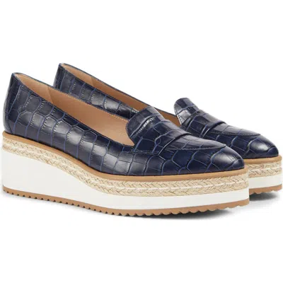 Lk Bennett Carrie Wedge Loafer In Navy
