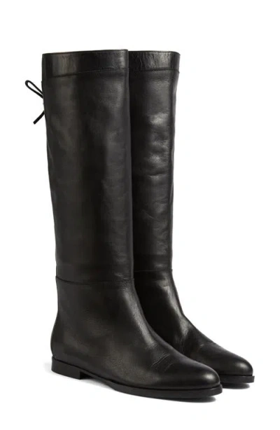 Lk Bennett Cassandra Tie-back Leather Knee-high Boots In Black