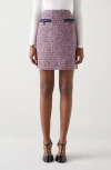 Lk Bennett Charlie Recycled Cotton Blend Tweed Miniskirt In Purple