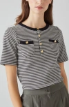 LK BENNETT LK BENNETT CHARLIE STRIPE POCKET RIB TOP