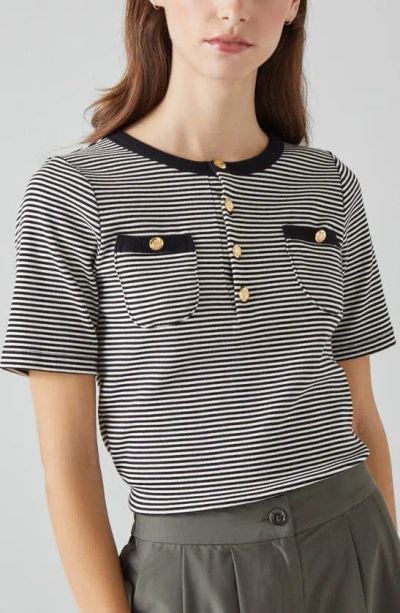 LK BENNETT CHARLIE STRIPE POCKET RIB TOP