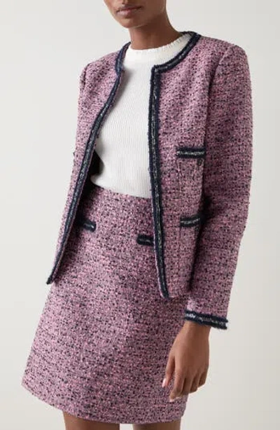 Lk Bennett Charlie Trim Tweed Jacket In Pink Multi