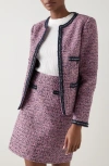 Lk Bennett Charlie Trim Tweed Jacket In Purple