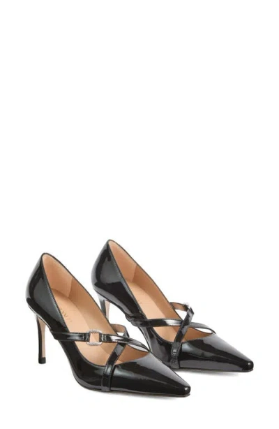 Lk Bennett Christie Crystal Buckle Pointed Toe Pump In Black