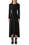 Lk Bennett Christie Ruched Long Sleeve Maxi Dress In Black