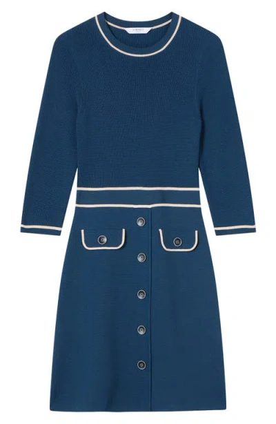 Lk Bennett Ciara Contrast Detail Knit Dress In Navy