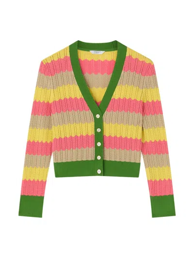 Lk Bennett Cinzia Treetop Multicoloured Cotton Blend Zig Zag Mult In Green