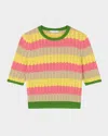 Lk Bennett Cinzia Treetop Multicoloured Cotton Blend Zig Zag Poin In Green