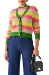 Lk Bennett Womens Mul-green Cinzia Zigzag-pattern Cotton-blend Cardigan Xs In Green