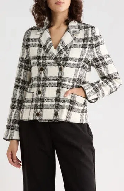 Lk Bennett Clarisse Double Breasted Tweed Jacket In White