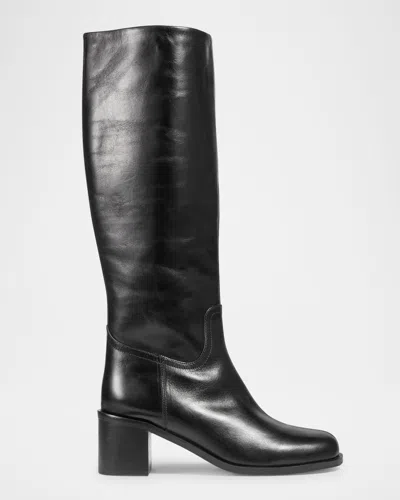 Lk Bennett Claude Leather Knee Boots In Black