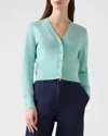 Lk Bennett Coco Button-down Shimmer Caridgan In Pale Mint
