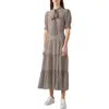 Lk Bennett Coco Tiered Polka Dot Midi Dress In Black Multi