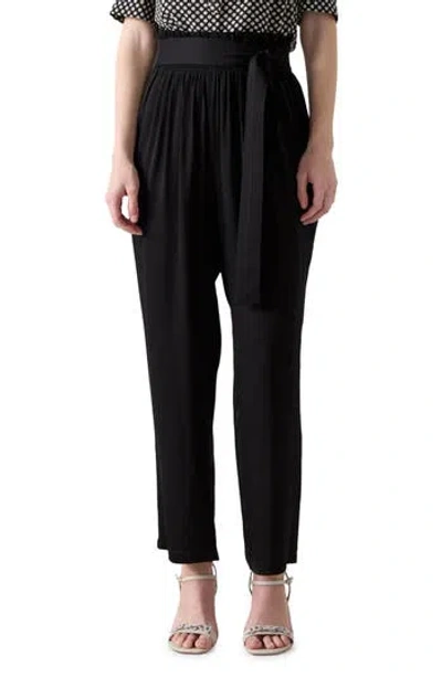 Lk Bennett Coco Tie Waist Satin Crepe Straight Leg Pants In Black