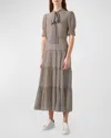 Lk Bennett Coco Tiered Polka Dot Midi Dress In Black Multi