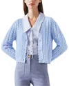 Lk Bennett Coleen Cable Wool-blend Cardigan In Blue