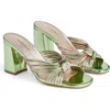 Lk Bennett Womens Gre-emerald Coletta Knotted-strap Metallic Faux-leather Mules In Emerald