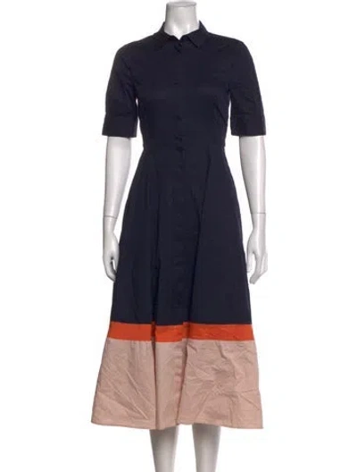 Pre-owned Lk Bennett Colorblock Pattern Midi Length Dress In Blue