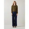 Lk Bennett Connie Olive Crew Neck Wide Placket Cardigan In Green