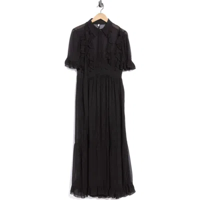 Lk Bennett Corissa Ruffled Shirtdress In Bla-black