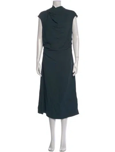 Pre-owned Lk Bennett Cowl Neck Long Dress In Green
