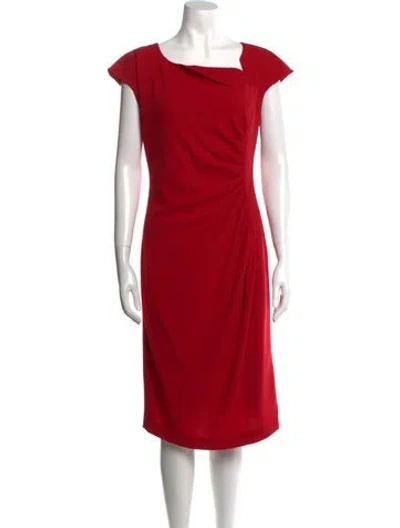 Pre-owned Lk Bennett Cowl Neck Midi Length Dress In Red