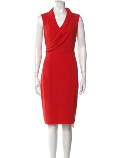 Pre-owned Lk Bennett Cowl Neck Midi Length Dress In Red