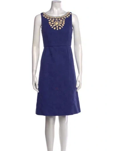 Pre-owned Lk Bennett Crew Neck Knee-length Dress In Blue