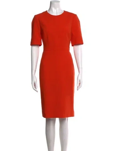 Pre-owned Lk Bennett Crew Neck Knee-length Dress In Orange