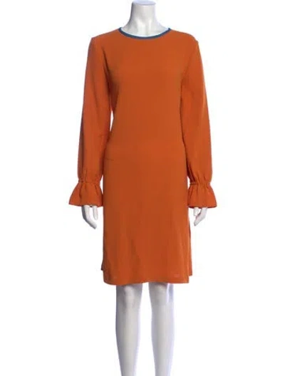 Pre-owned Lk Bennett Crew Neck Knee-length Dress In Orange
