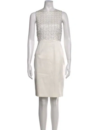 Pre-owned Lk Bennett Crew Neck Knee-length Dress In White