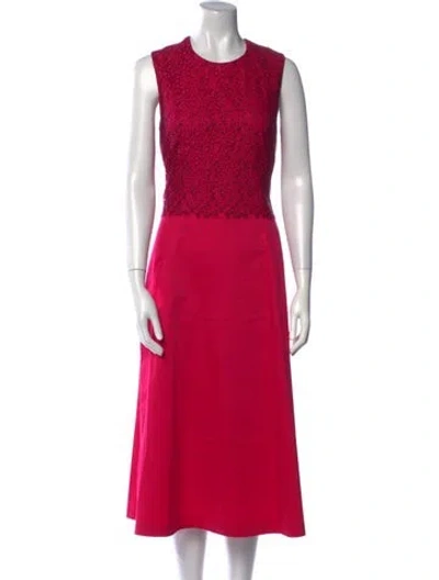 Pre-owned Lk Bennett Crew Neck Long Dress In Pink