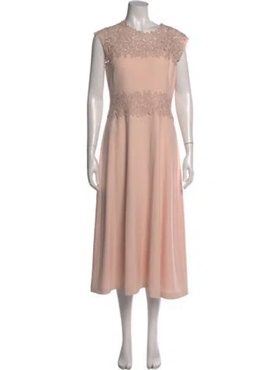 Pre-owned Lk Bennett Crew Neck Long Dress In Pink