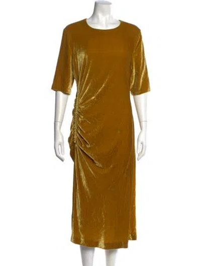 Pre-owned Lk Bennett Crew Neck Long Dress In Yellow