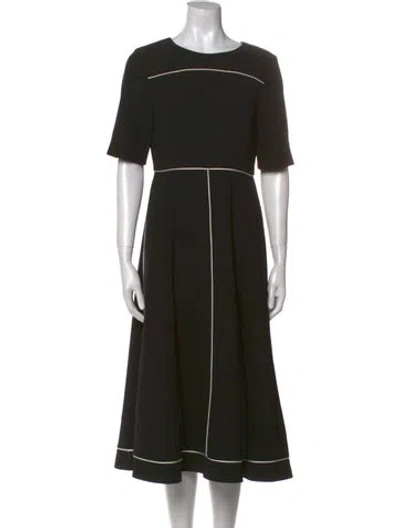 Pre-owned Lk Bennett Crew Neck Midi Length Dress In Black