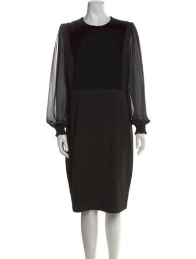 Pre-owned Lk Bennett Crew Neck Midi Length Dress In Black