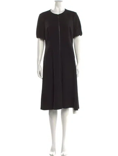 Pre-owned Lk Bennett Crew Neck Midi Length Dress In Black