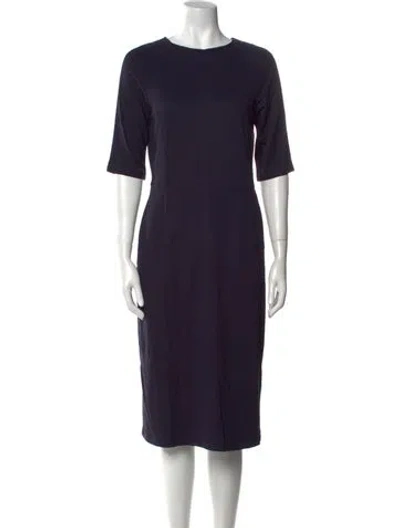 Pre-owned Lk Bennett Crew Neck Midi Length Dress In Blue