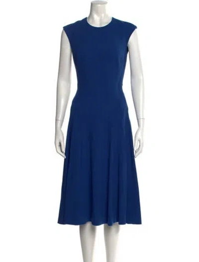 Pre-owned Lk Bennett Crew Neck Midi Length Dress In Blue