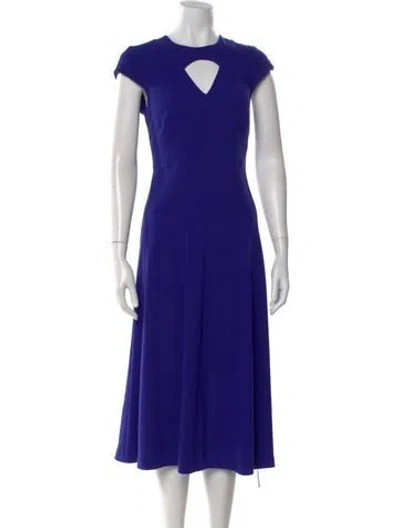 Pre-owned Lk Bennett Crew Neck Midi Length Dress In Blue