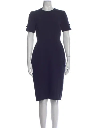 Pre-owned Lk Bennett Crew Neck Midi Length Dress In Blue