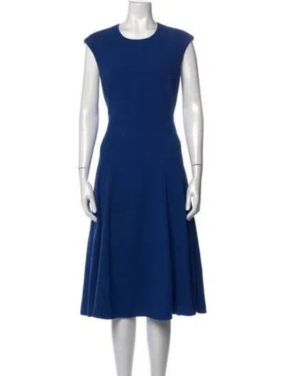 Pre-owned Lk Bennett Crew Neck Midi Length Dress In Blue