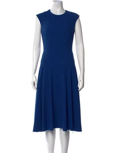 Pre-owned Lk Bennett Crew Neck Midi Length Dress In Blue
