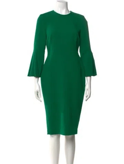 Pre-owned Lk Bennett Crew Neck Midi Length Dress In Green