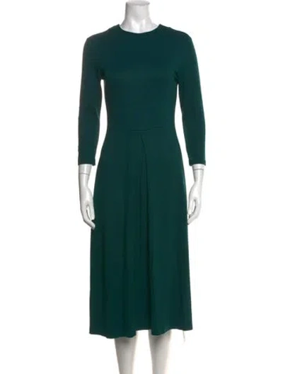 Pre-owned Lk Bennett Crew Neck Midi Length Dress In Green