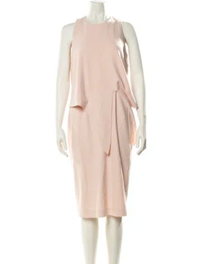 Pre-owned Lk Bennett Crew Neck Midi Length Dress In Pink